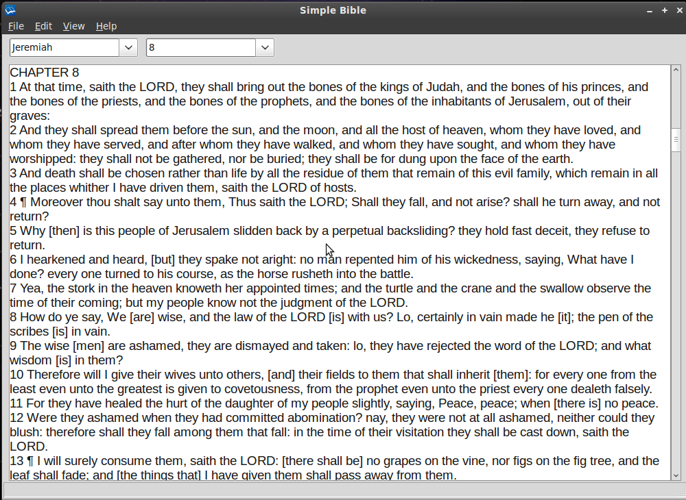 Simple Bible running on Linux Mint 9 Simple Bible on Linux Mint 9